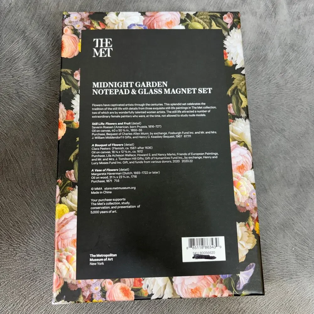 The Metropolitan Museum Of Art Midnight Garden Notepad & Glass Magnet Set New